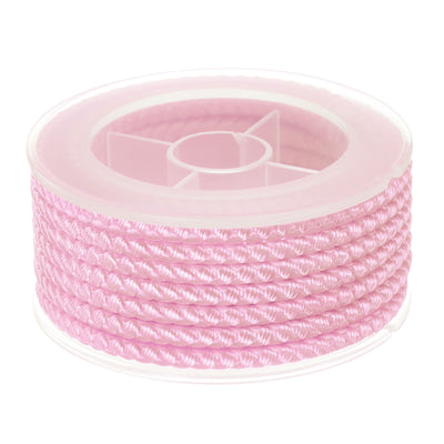 Harfington Nylon Thread Twine Beading Cord 4mm Braided String 3.2M/10.5 Feet, Light Pink