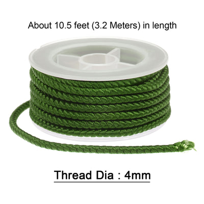 Harfington Nylon Thread Twine Beading Cord 4mm Braided String 3.2M/10.5 Feet, Army Green