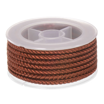 Harfington Nylon Thread Twine Beading Cord 4mm Braided String 3.2M/10.5 Feet, Saddle Brown