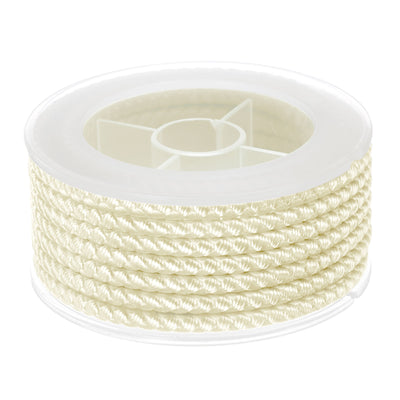 Harfington Nylon Thread Twine Beading Cord 4mm Braided String 3.2M/10.5 Feet, Cream