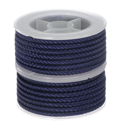 Harfington 2pcs Nylon Thread Twine Beading Cord 4mm Braided String 10.5 Feet, Dark Blue