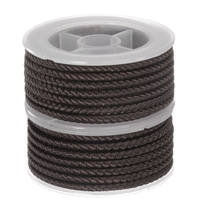 Harfington 2pcs Nylon Thread Twine Beading Cord 4mm Braided String 3.2M/10.5 Feet, Coffee