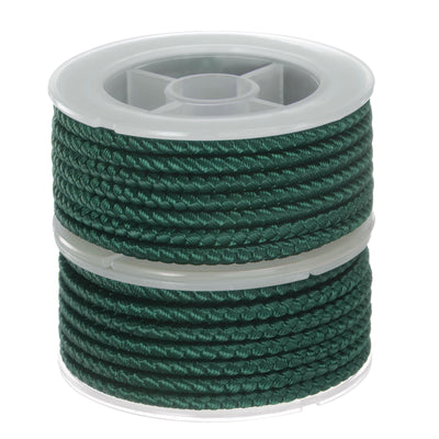 Harfington 2pcs Nylon Thread Twine Beading Cord 4mm Braided String 10.5 Feet, Dark Green