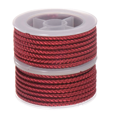 Harfington 2pcs Nylon Thread Twine Beading Cord 4mm Braided String 3.2M/10.5 Feet, Dark Red