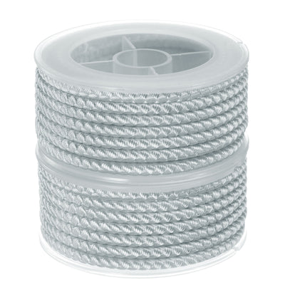 Harfington 2pcs Nylon Thread Twine Beading Cord 4mm Braided String 10.5 Feet, Light Grey