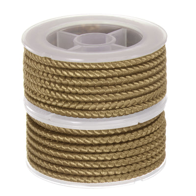 Harfington 2pcs Nylon Thread Twine Beading Cord 4mm Braided String 3.2M/10.5 Feet, Camel