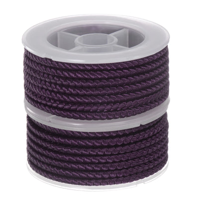 Harfington 2pcs Nylon Thread Twine Beading Cord 4mm Braided String 10.5 Feet, Dark Purple