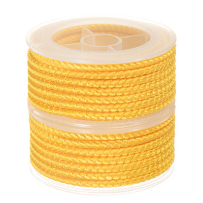 Harfington 2pcs Nylon Thread Twine Beading Cord 4mm Braided String 3.2M/10.5 Feet, Golden