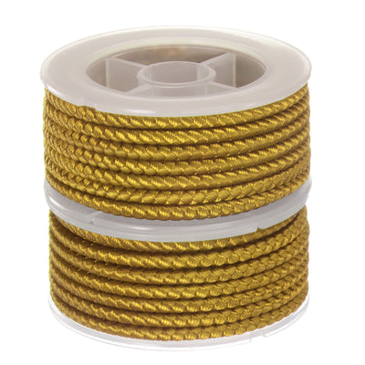 Harfington 2pcs Nylon Thread Twine Beading Cord 4mm Braided String 10.5 Feet, Goldenrod