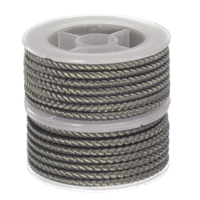 Harfington 2pcs Nylon Thread Twine Beading Cord 4mm Braided String 3.2M/10.5 Feet, Khaki