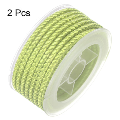Harfington 2pcs Nylon Thread Twine Beading Cord 4mm Braided String 10.5 Feet, Green-Yellow