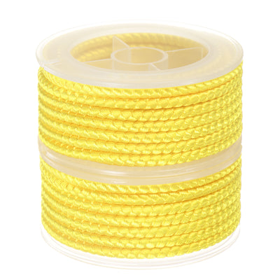 Harfington 2pcs Nylon Thread Twine Beading Cord 4mm Braided String 3.2M/10.5 Feet, Yellow