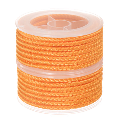 Harfington 2pcs Nylon Thread Twine Beading Cord 4mm Braided String 3.2M/10.5 Feet, Orange
