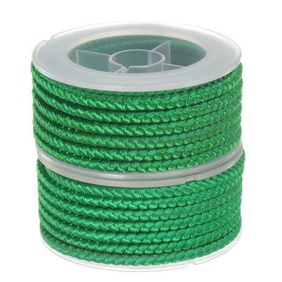 Harfington 2pcs Nylon Thread Twine Beading Cord 4mm Braided String 10.5 Feet, Emerald Green