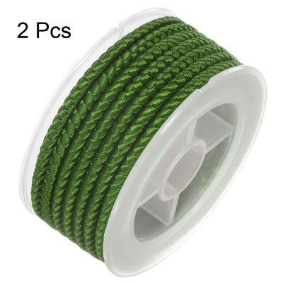 Harfington 2pcs Nylon Thread Twine Beading Cord 4mm Braided String 10.5 Feet, Army Green