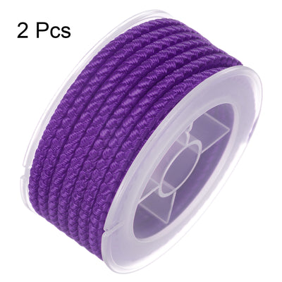 Harfington 2pcs Nylon Thread Twine Beading Cord 4mm Braided String 3.2M/10.5 Feet, Purple