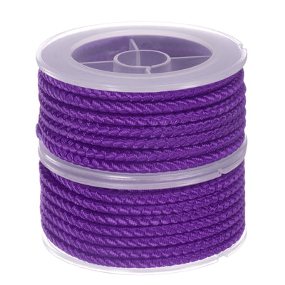 Harfington 2pcs Nylon Thread Twine Beading Cord 4mm Braided String 3.2M/10.5 Feet, Purple