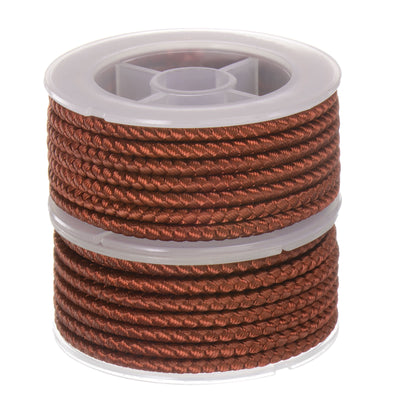 Harfington 2pcs Nylon Thread Twine Beading Cord 4mm Braided String 10.5 Feet, Saddle Brown