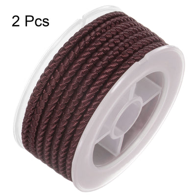 Harfington 2pcs Nylon Thread Twine Beading Cord 4mm Braided String 10.5 Feet, Black Bean