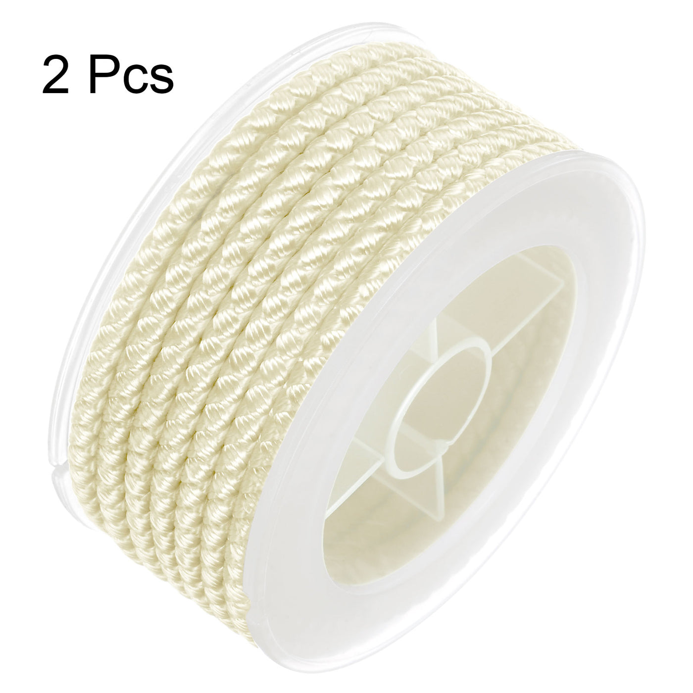 Harfington 2pcs Nylon Thread Twine Beading Cord 4mm Braided String 3.2M/10.5 Feet, Cream