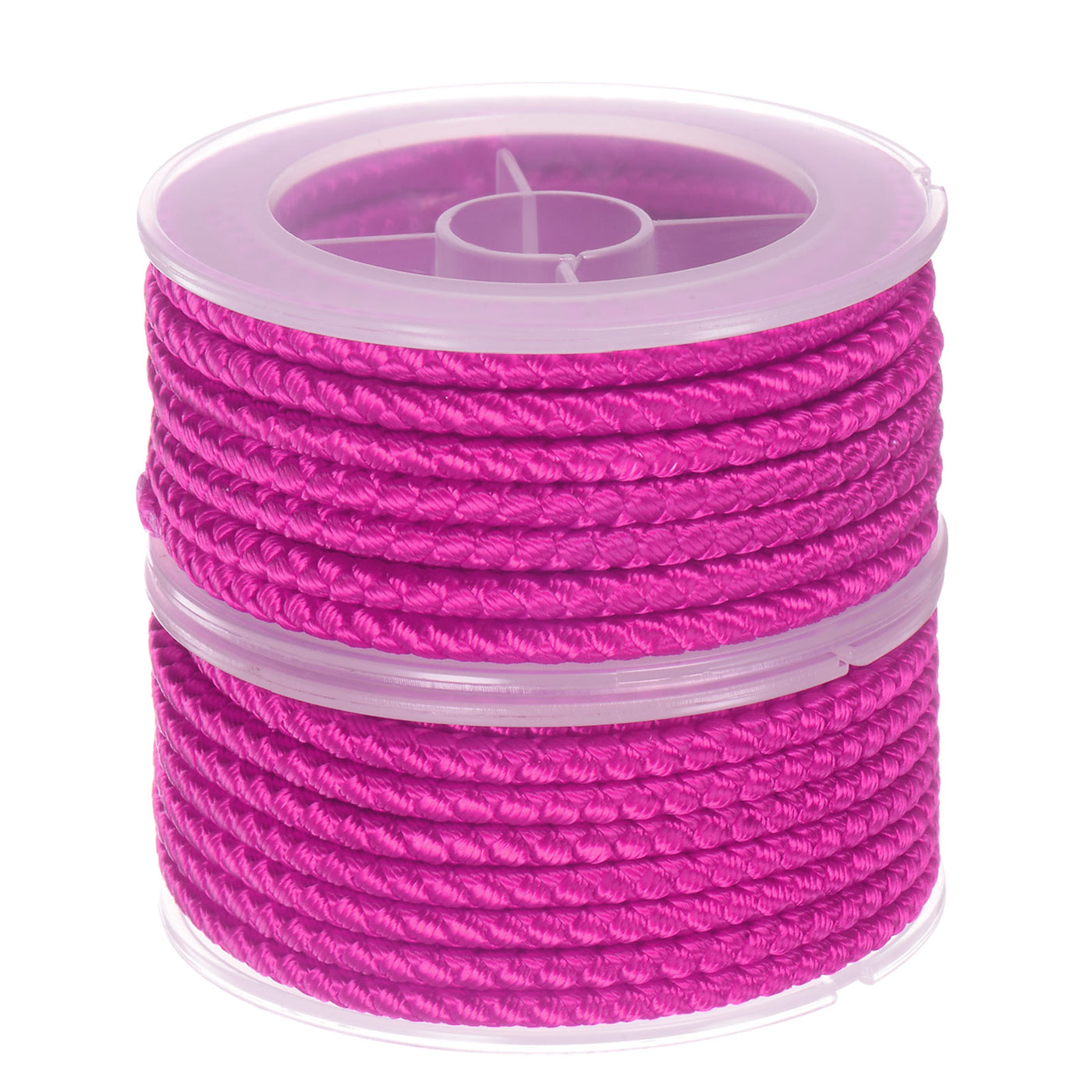 Harfington 2pcs Nylon Thread Twine Beading Cord 4mm Braided String 3.2M/10.5 Feet, Hot Pink
