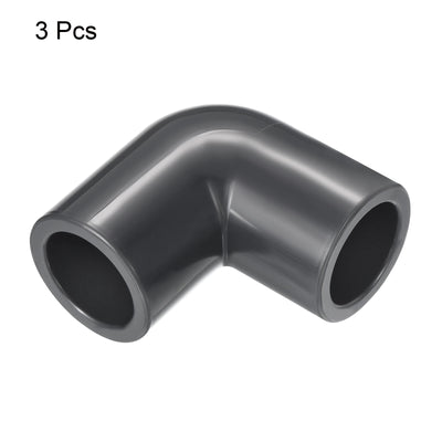 Harfington UPVC Pipe Fitting Elbow Schedule 80 1/2" Socket, 3 Pack 90 Degree Adapter Connector, Gray