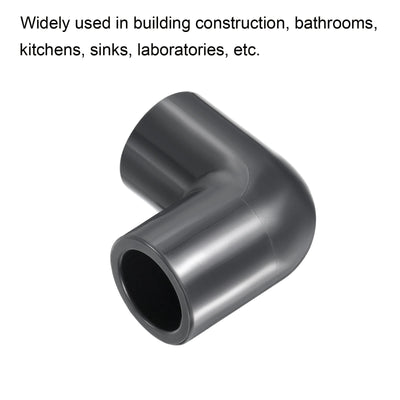 Harfington UPVC Pipe Fitting Elbow Schedule 80 1/2" Socket, 3 Pack 90 Degree Adapter Connector, Gray
