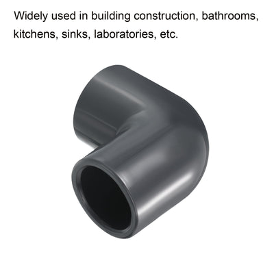 Harfington UPVC Pipe Fitting Elbow Schedule 80 3/4" Socket, 2 Pack 90 Degree Adapter Connector, Gray