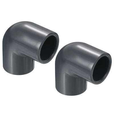 Harfington UPVC Pipe Fitting Elbow Schedule 80 3/4" Socket, 2 Pack 90 Degree Adapter Connector, Gray
