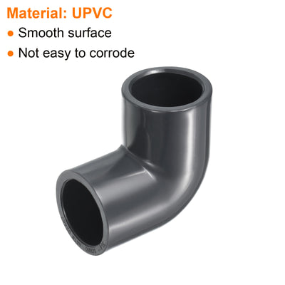 Harfington UPVC Pipe Fitting Elbow Schedule 80 3/4" Socket, 3 Pack 90 Degree Adapter Connector, Gray