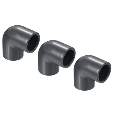 Harfington UPVC Pipe Fitting Elbow Schedule 80 3/4" Socket, 3 Pack 90 Degree Adapter Connector, Gray