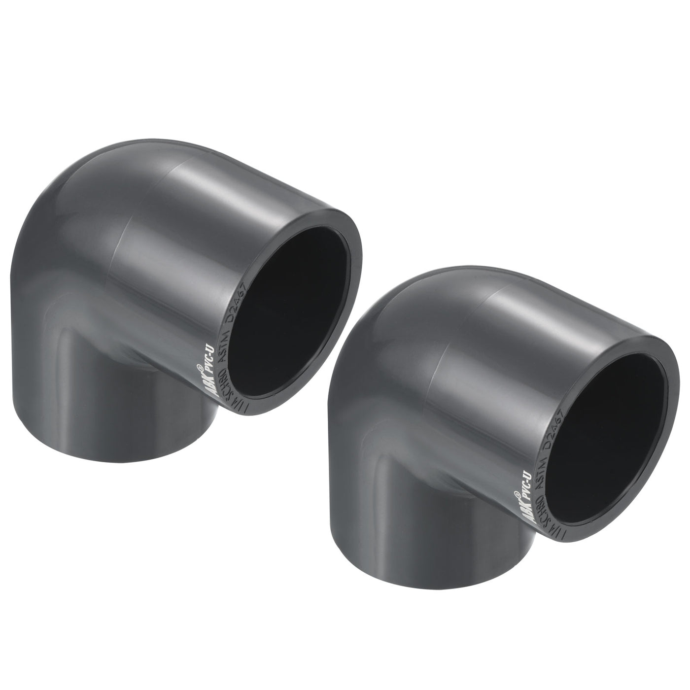 Harfington UPVC Pipe Fitting Elbow Schedule 80 1-1/4" Socket, 2 Pack 90 Degree Adapter Connector, Gray
