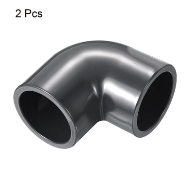 Harfington UPVC Pipe Fitting Elbow Schedule 80 2" Socket, 2 Pack 90 Degree Adapter Connector, Gray