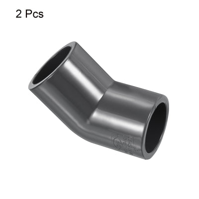 Harfington UPVC Pipe Fitting Elbow Schedule 80 3/4" Socket, 2 Pack 45 Degree Adapter Connector, Gray