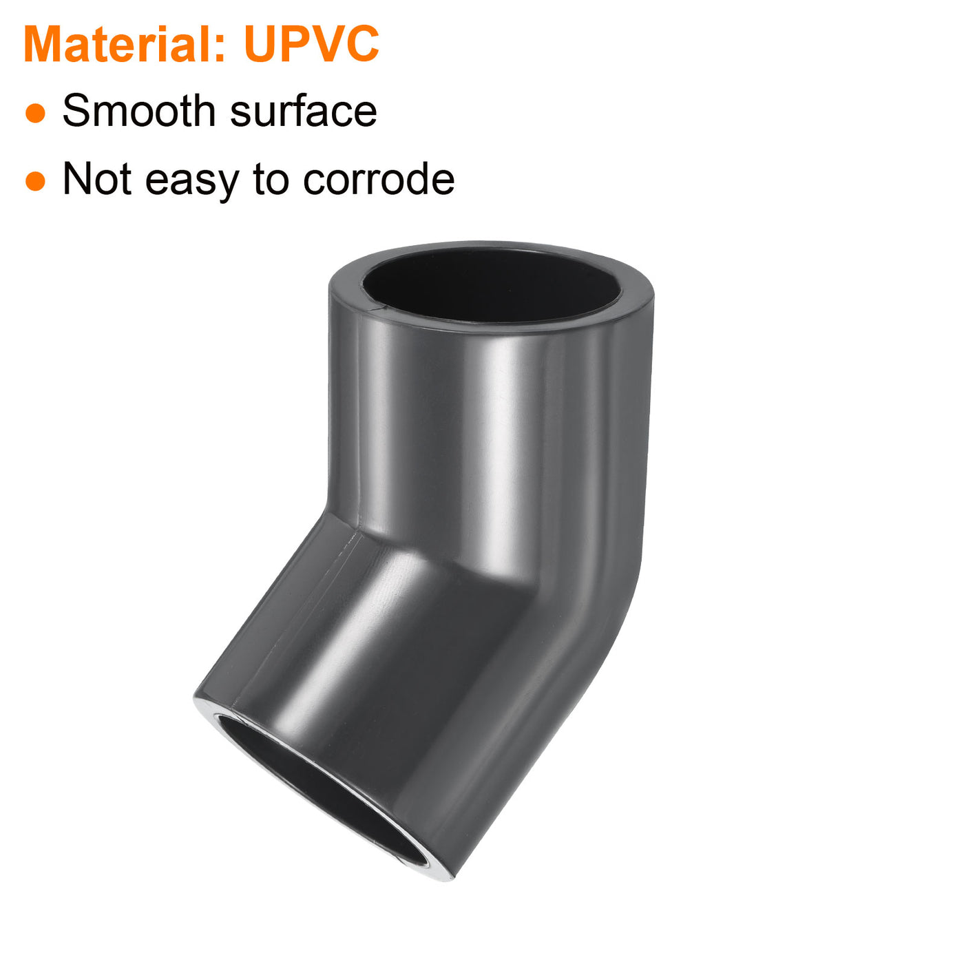 Harfington UPVC Pipe Fitting Elbow Schedule 80 1" Socket, 2 Pack 45 Degree Adapter Connector, Gray