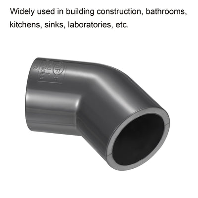 Harfington UPVC Pipe Fitting Elbow Schedule 80 1" Socket, 3 Pack 45 Degree Adapter Connector, Gray