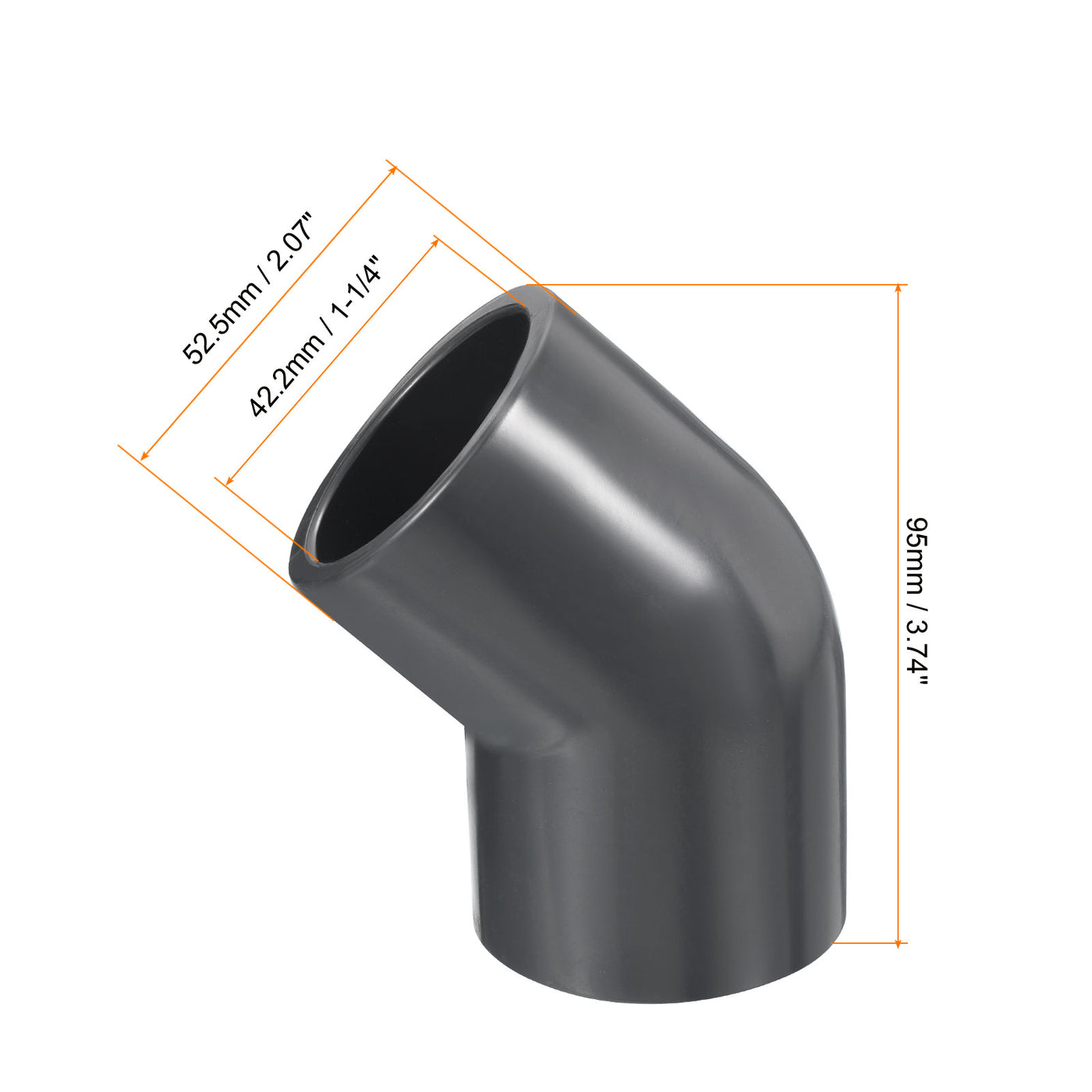 Harfington UPVC Pipe Fitting Elbow Schedule 80 1-1/4" Socket, 2 Pack 45 Degree Adapter Connector, Gray