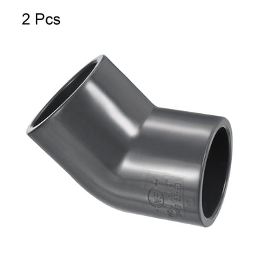Harfington UPVC Pipe Fitting Elbow Schedule 80 1-1/4" Socket, 2 Pack 45 Degree Adapter Connector, Gray
