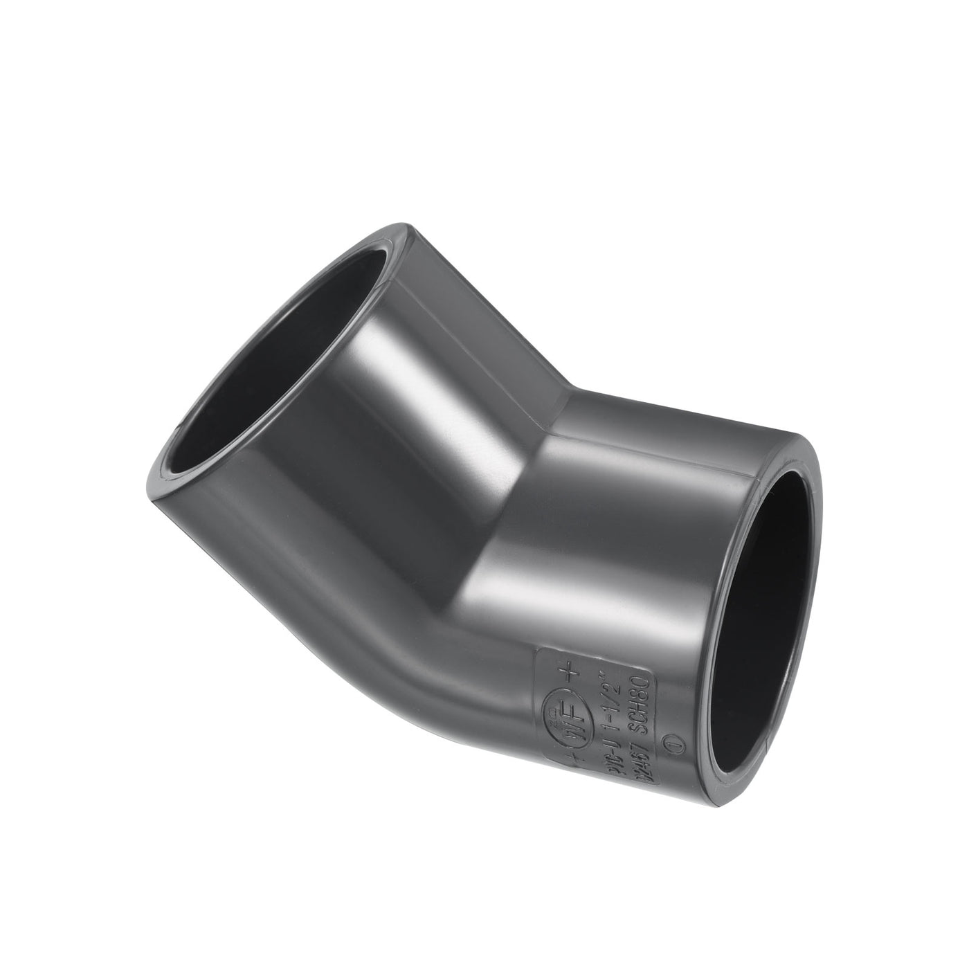 Harfington UPVC Pipe Fitting Elbow Schedule 80 1-1/2" Socket, 45 Degree Adapter Connector, Gray