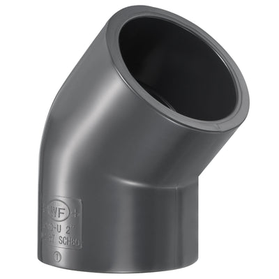 Harfington UPVC Pipe Fitting Elbow Schedule 80 2" Socket, 45 Degree Adapter Connector, Gray