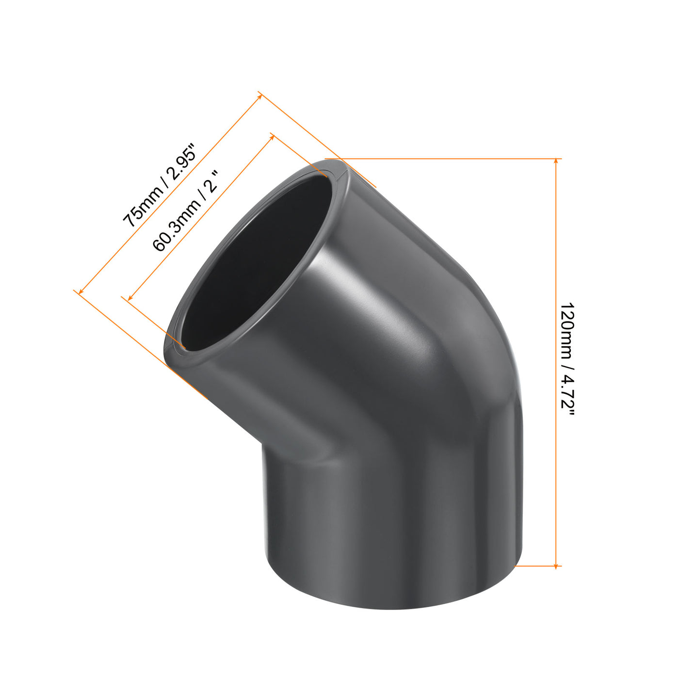 Harfington UPVC Pipe Fitting Elbow Schedule 80 2" Socket, 3 Pack 45 Degree Adapter Connector, Gray