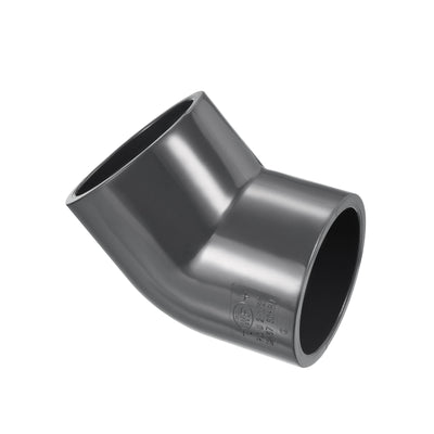 Harfington UPVC Pipe Fitting Elbow Schedule 80 2-1/2" Socket, 45 Degree Adapter Connector, Gray