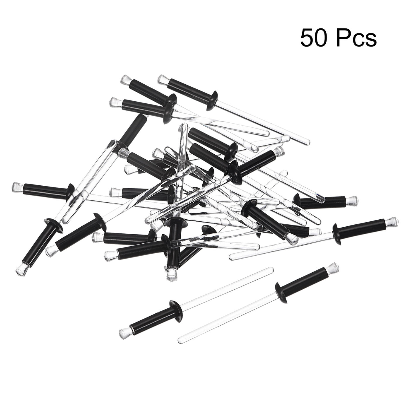 uxcell Uxcell 3.2mm x 12.7mm Nylon Blind Rivets for PC Board Bumper Trim Retainer, Black 50Pcs