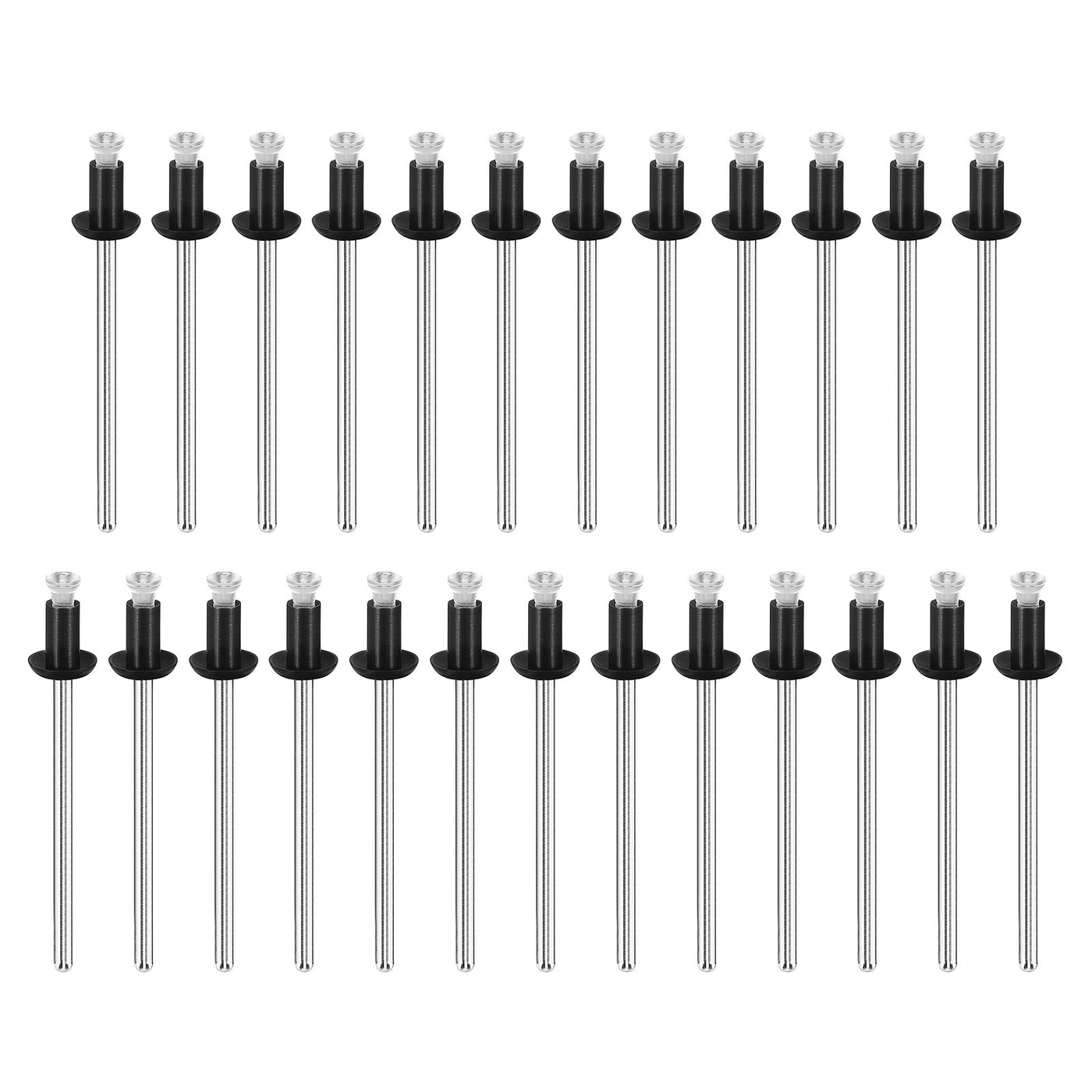 uxcell Uxcell 4mm x 6.4mm Nylon Blind Rivets for PC Board Bumper Trim Retainer, Black 25Pcs