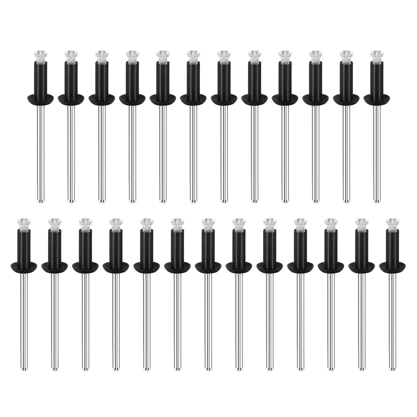 uxcell Uxcell 4mm x 9.6mm Nylon Blind Rivets for PC Board Bumper Trim Retainer, Black 25Pcs