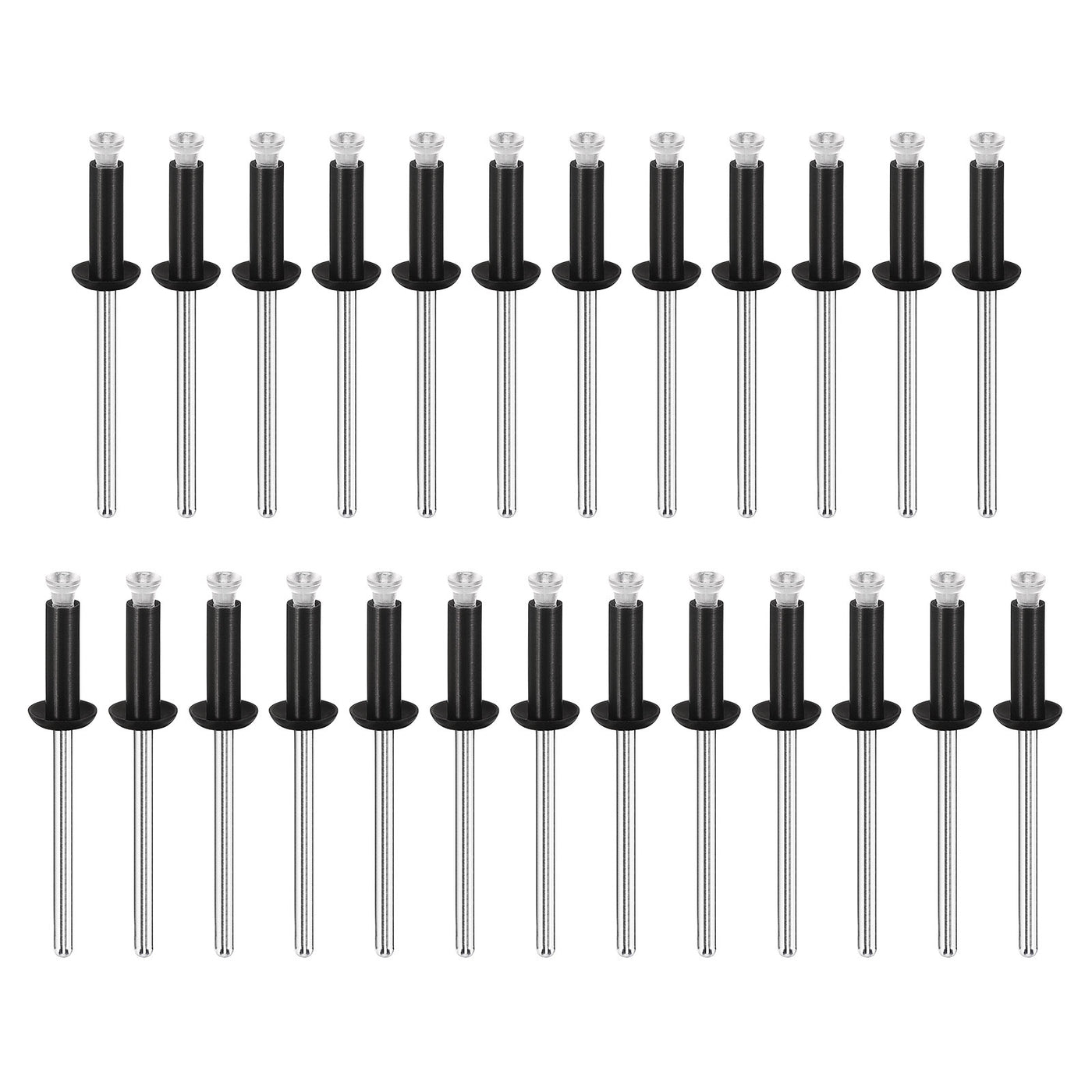 uxcell Uxcell 4mm x 12.7mm Nylon Blind Rivets for PC Board Bumper Trim Retainer, Black 25Pcs