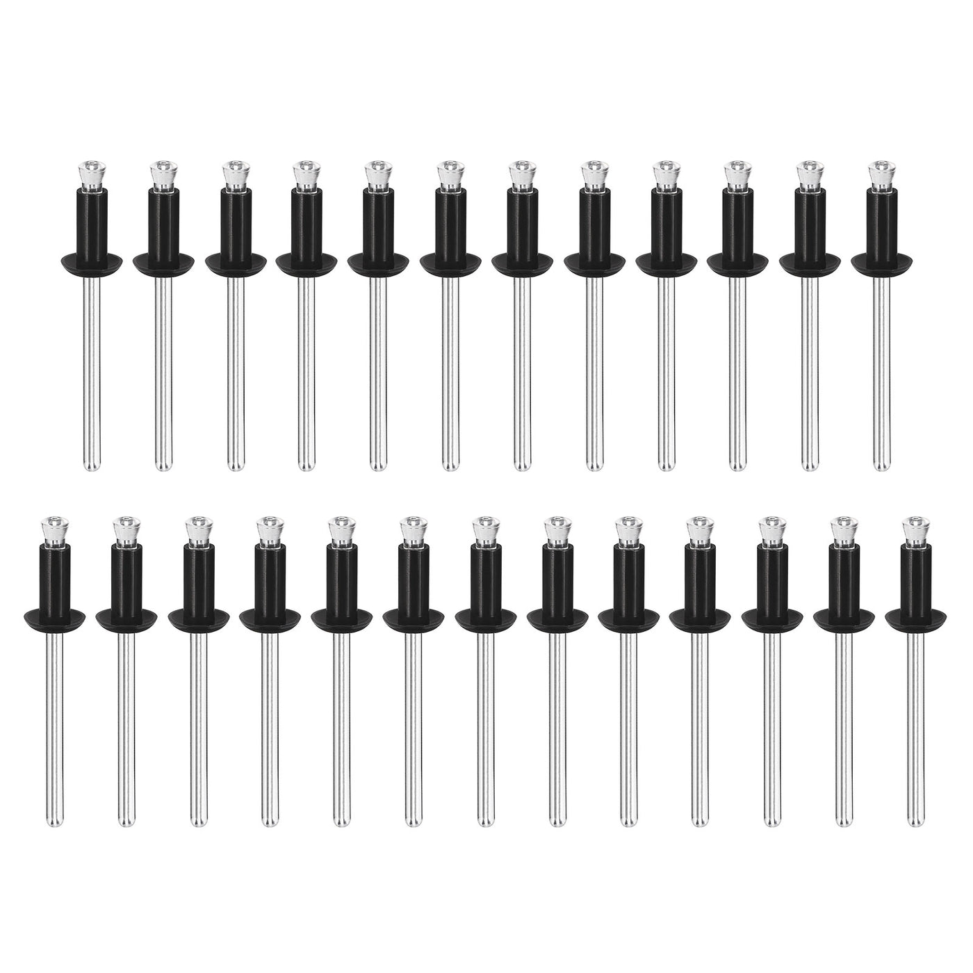 uxcell Uxcell 4.8mm x 11.2mm Nylon Blind Rivets for PC Board Bumper Trim Retainer, Black 25Pcs