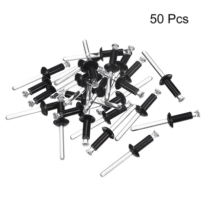 Harfington Uxcell 5.6mm x 15.9mm Nylon Blind Rivets for PC Board Bumper Trim Retainer, Black 50Pcs