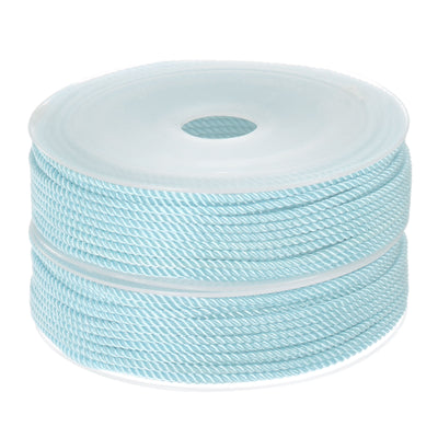 Harfington 2pcs Twisted Nylon Twine Thread Beading Cord 2mm 13M/43 Feet String, Light Blue