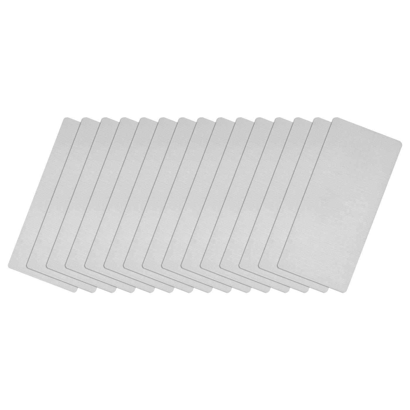 uxcell Uxcell 50x22x0.4mm Brushed 201 Stainless Steel Blank Metal Card Silver Tone 15 Pcs